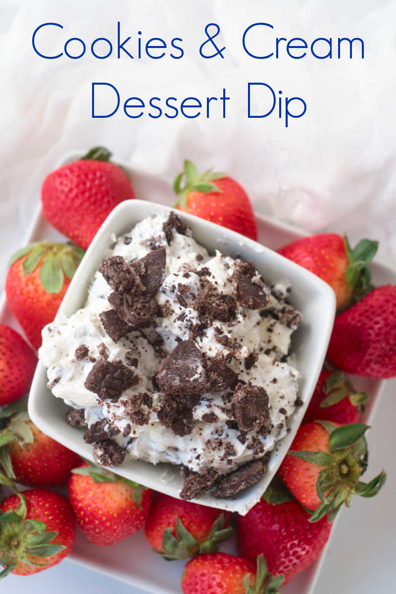 Make this easy Oreo dessert dip, so you can have delicious fun dipping strawberries into this cookies and cream treat.