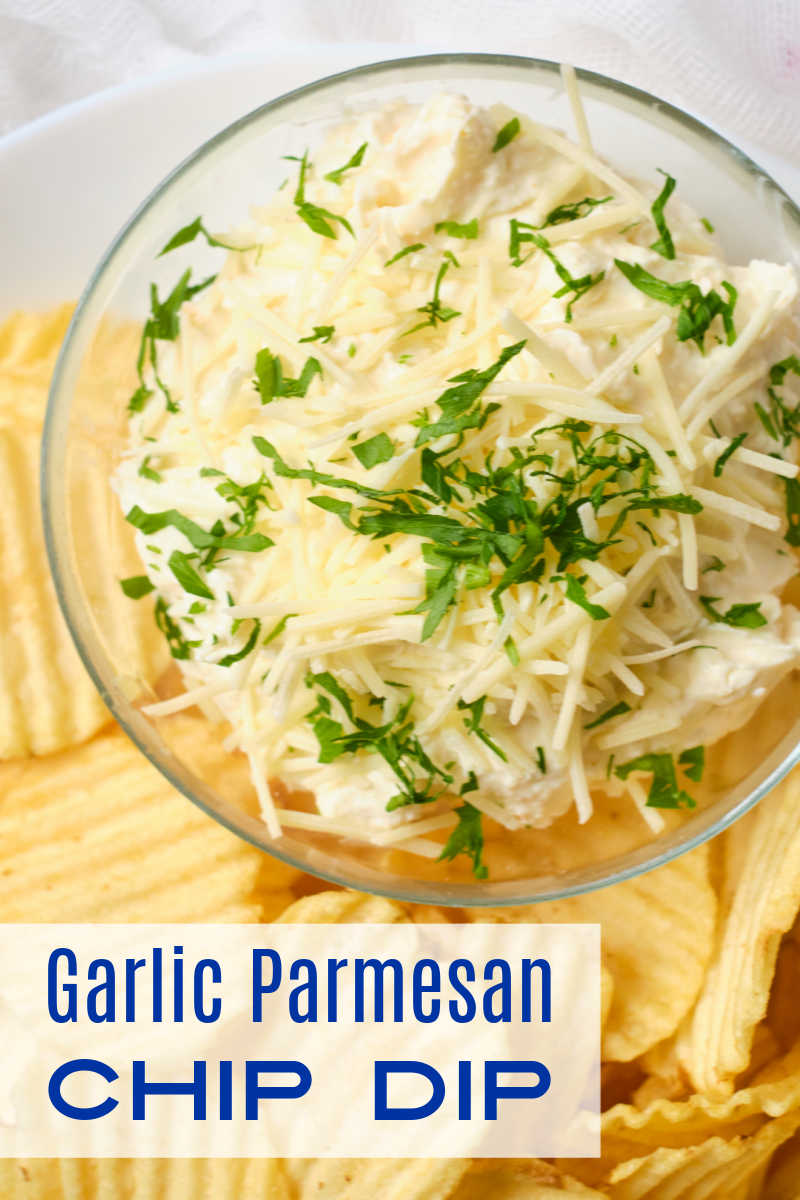 Enjoy this delicious garlic parmesan chip dip, when you are having a party, watching a movie with your family or just because.