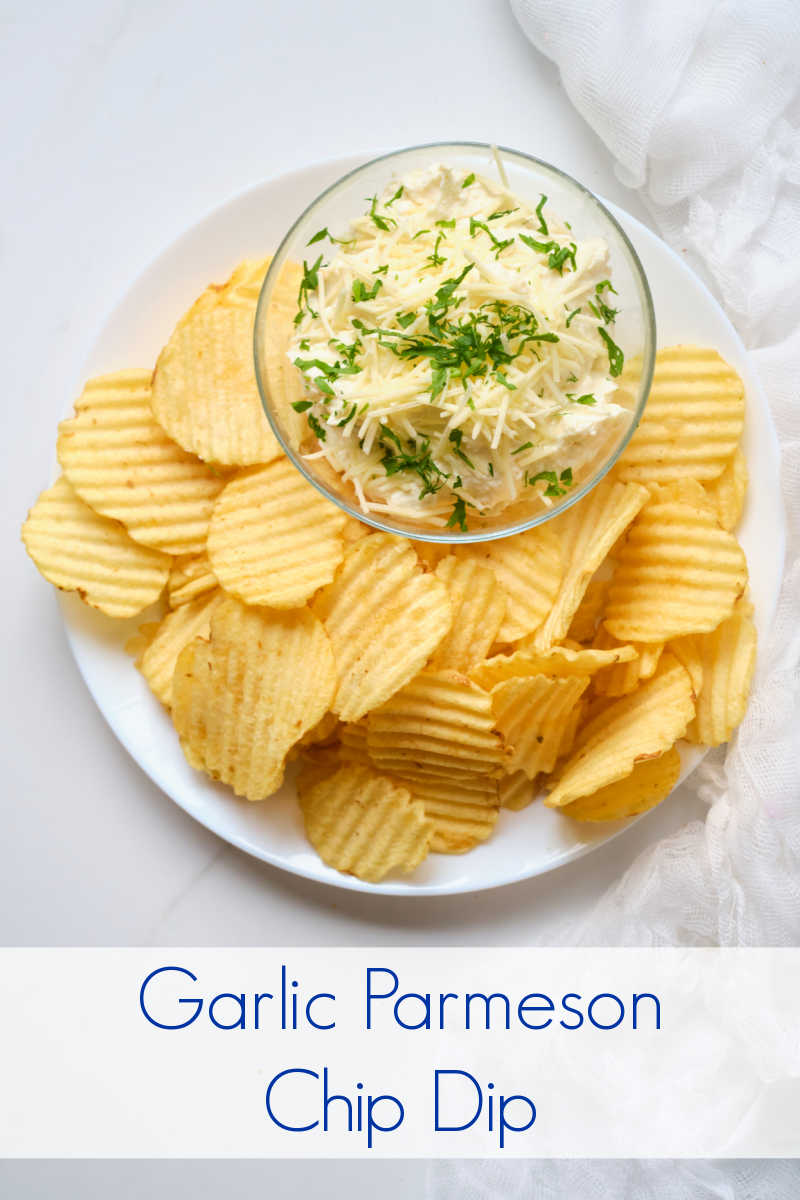 Enjoy this delicious garlic parmesan chip dip, when you are having a party, watching a movie with your family or just because.