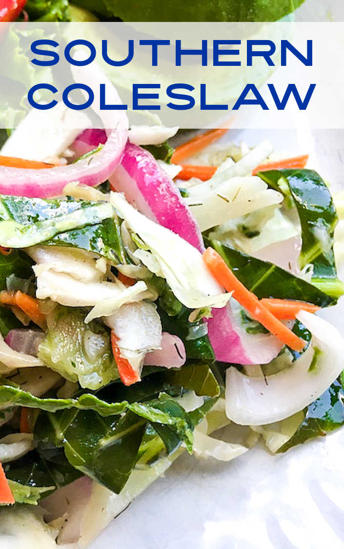 Make this delicious no mayo southern coleslaw, when you want a crunchy Summer salad or a topping for a burger or sandwich.