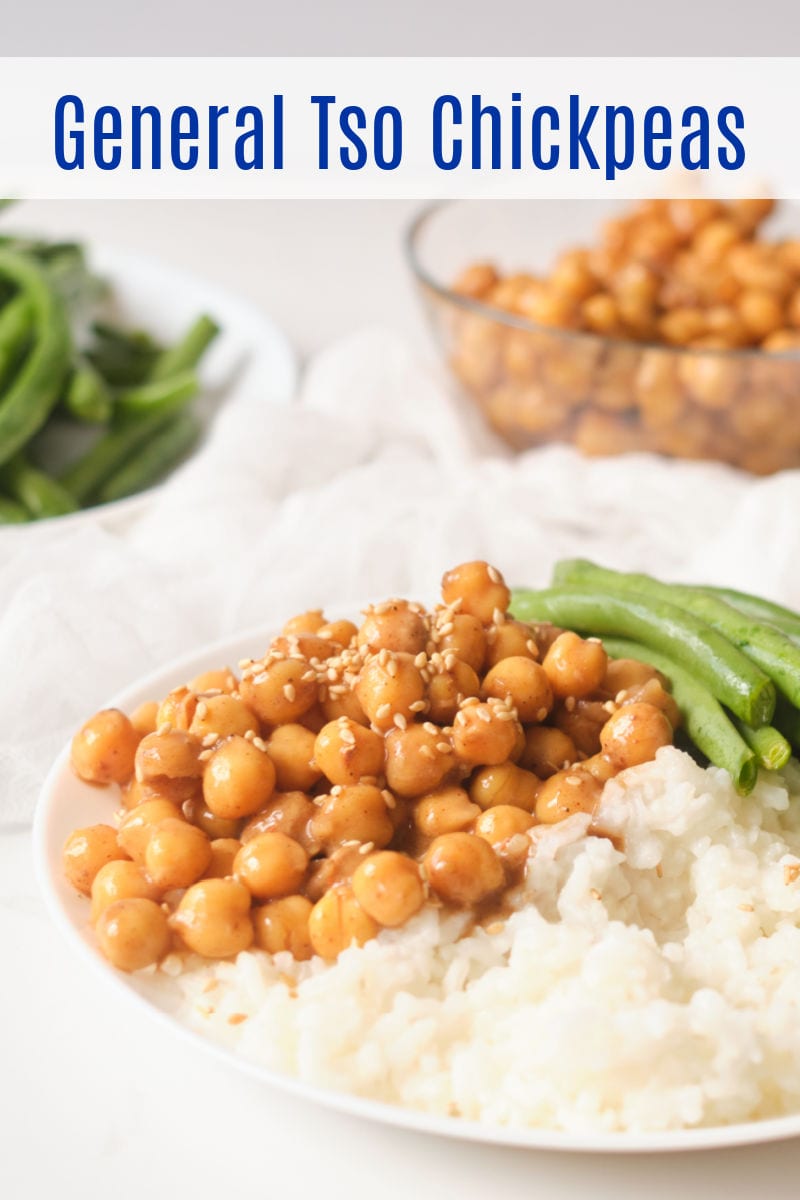 For a quick and easy vegan dinner make General Tso hoisin chickpeas, so you can serve them with rice and your favorite vegetable. 