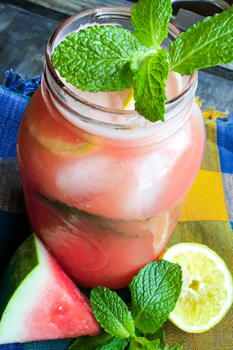 The fresh flavors of Summer are deliciously combined, when you drink this homemade watermelon mint lemonade. 