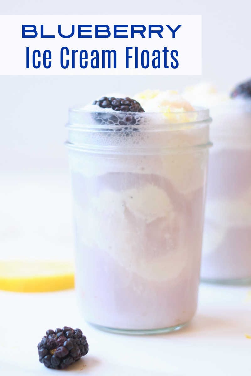 A blueberry ice cream float garnished with fresh berries and lemon zest is a wonderful treat, when you want a unique and easy dessert. 