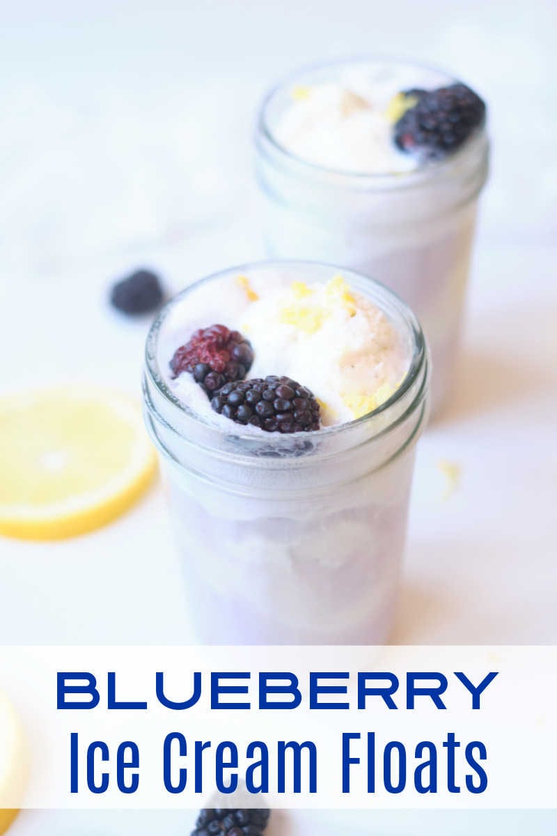 A blueberry ice cream float garnished with fresh berries and lemon zest is a wonderful treat, when you want a unique and easy dessert. 