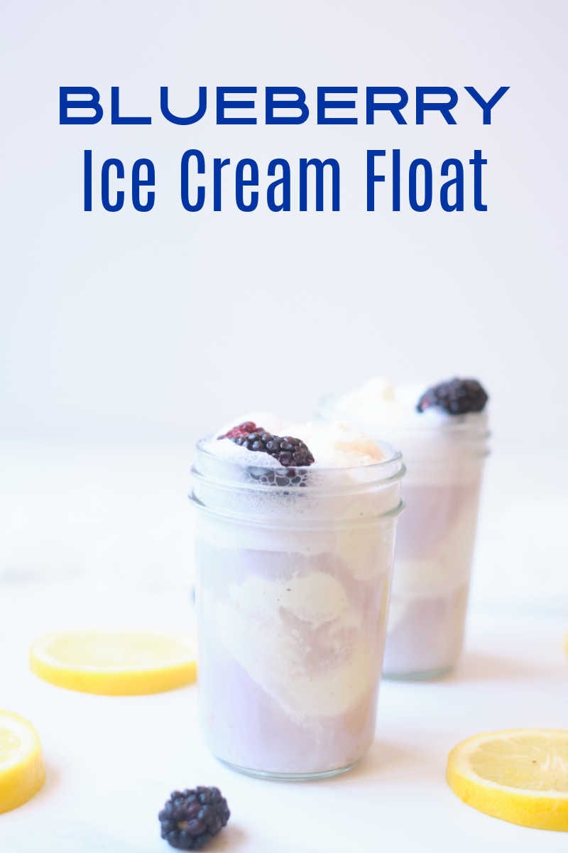 A blueberry ice cream float garnished with fresh berries and lemon zest is a wonderful treat, when you want a unique and easy dessert. 