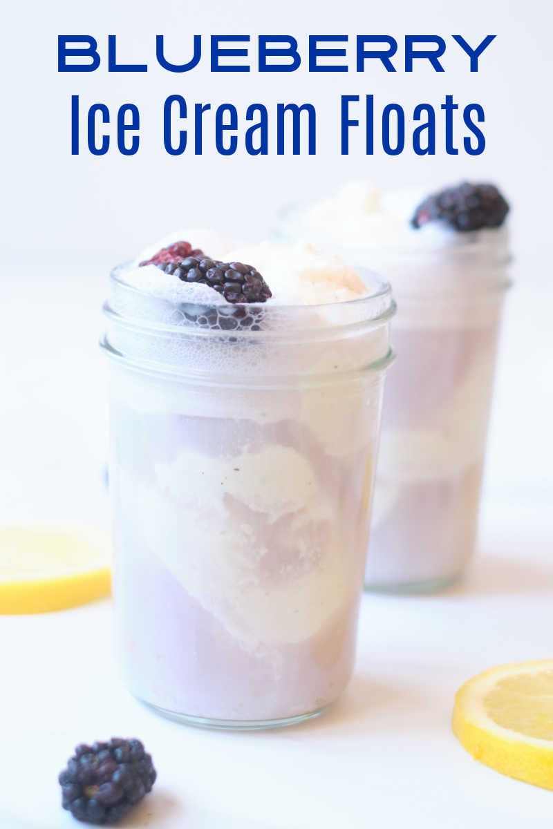 A blueberry ice cream float garnished with fresh berries and lemon zest is a wonderful treat, when you want a unique and easy dessert. 