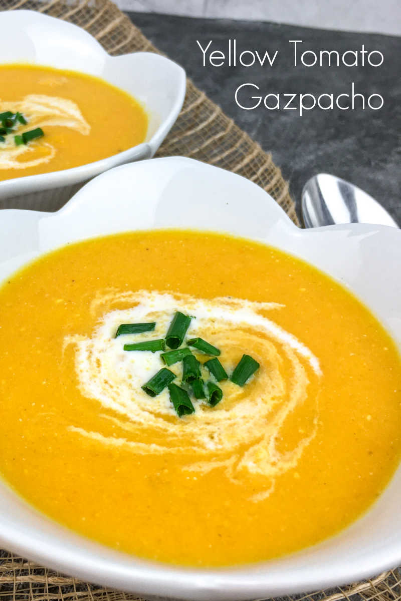 Enjoy a bowl of creamy vegan yellow tomato gazpacho, when you want a refreshing garden fresh comfort food meal. 