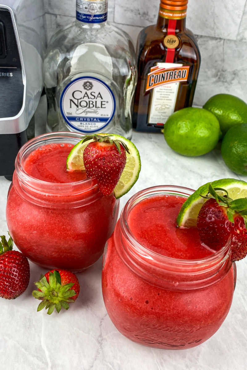 This classic strawberry margarita is just what you need for taco Tuesday or anytime you want a fruity frozen cocktail. 