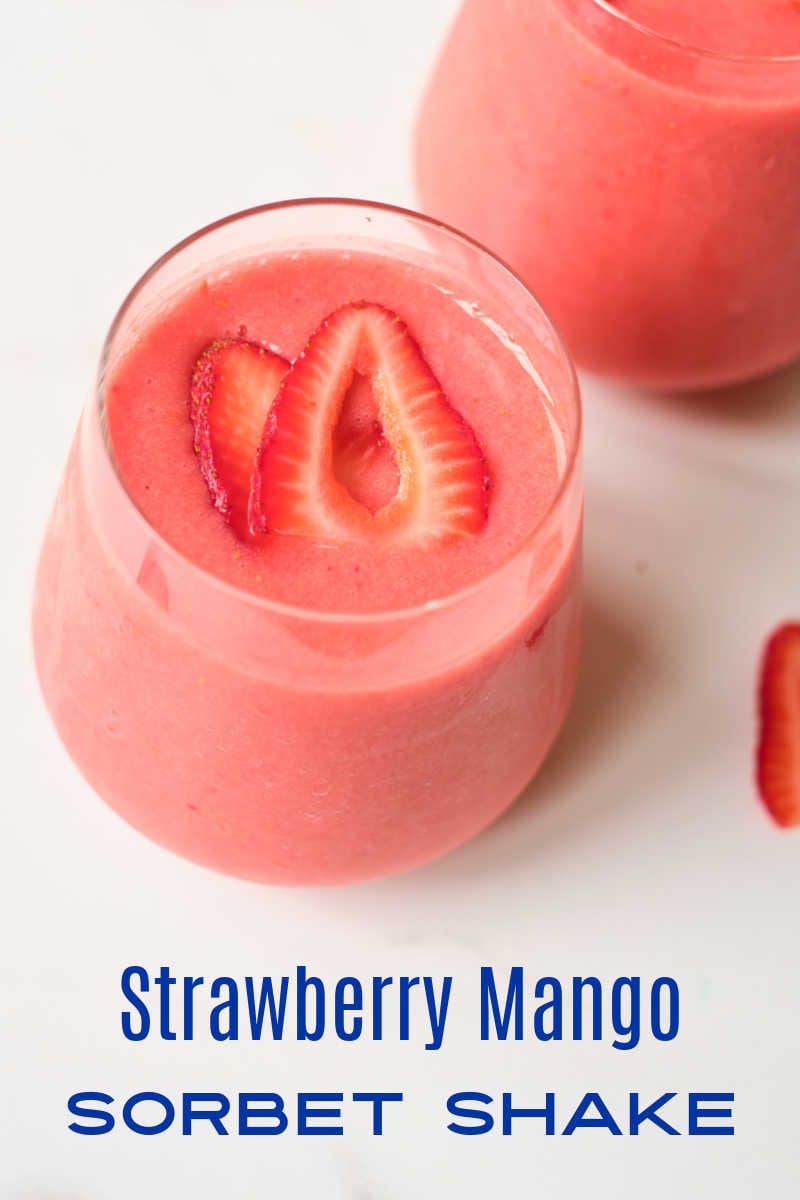 When the weather is warm, this pretty strawberry mango vegan sorbet shake is a delicious way to cool down without dairy. 