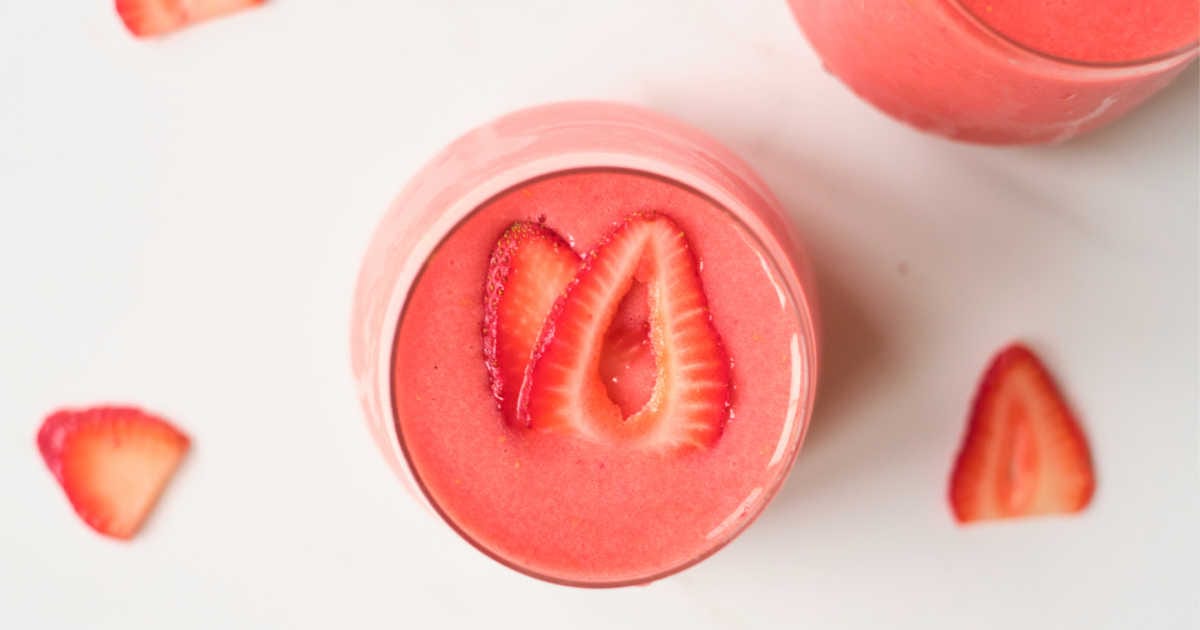 mango strawberry vegan sorbet shake.