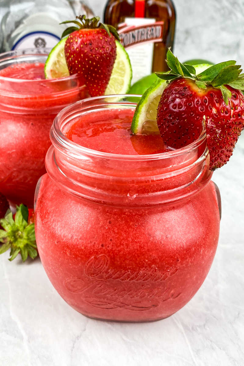 This classic strawberry margarita is just what you need for taco Tuesday or anytime you want a fruity frozen cocktail. 