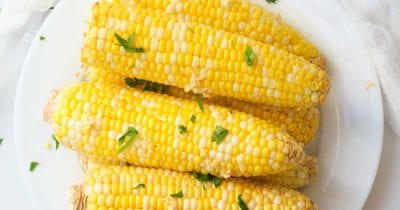 plate of air fryer corn on the cob