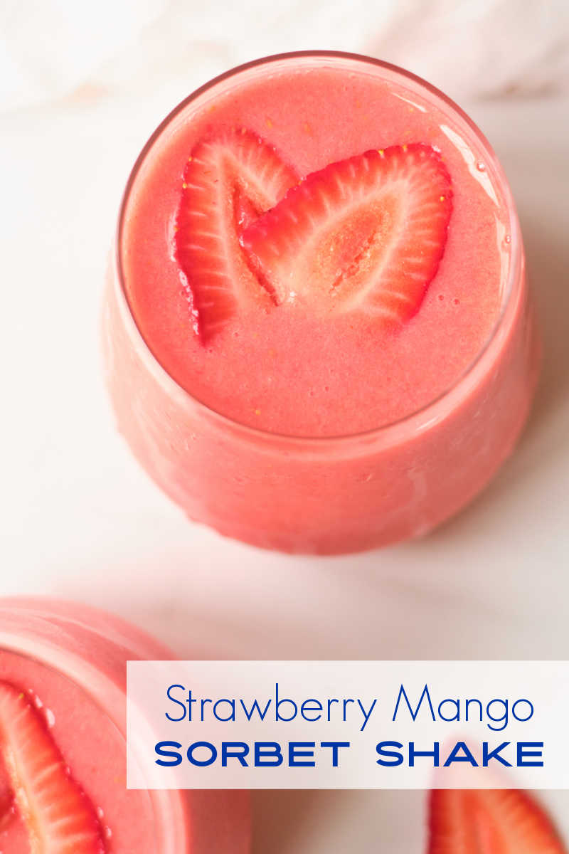 When the weather is warm, this pretty strawberry mango vegan sorbet shake is a delicious way to cool down without dairy. 