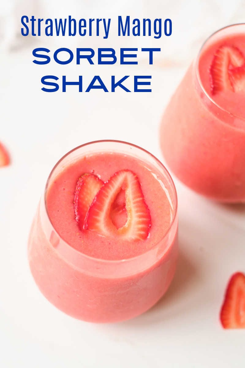 When the weather is warm, this pretty strawberry mango vegan sorbet shake is a delicious way to cool down without dairy. 