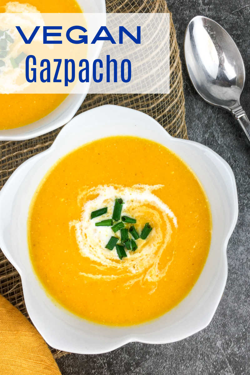 Enjoy a bowl of creamy vegan yellow tomato gazpacho, when you want a refreshing garden fresh comfort food meal. 