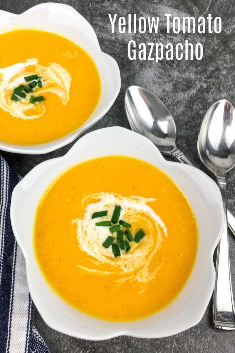 Enjoy a bowl of creamy vegan yellow tomato gazpacho, when you want a refreshing garden fresh comfort food meal. 