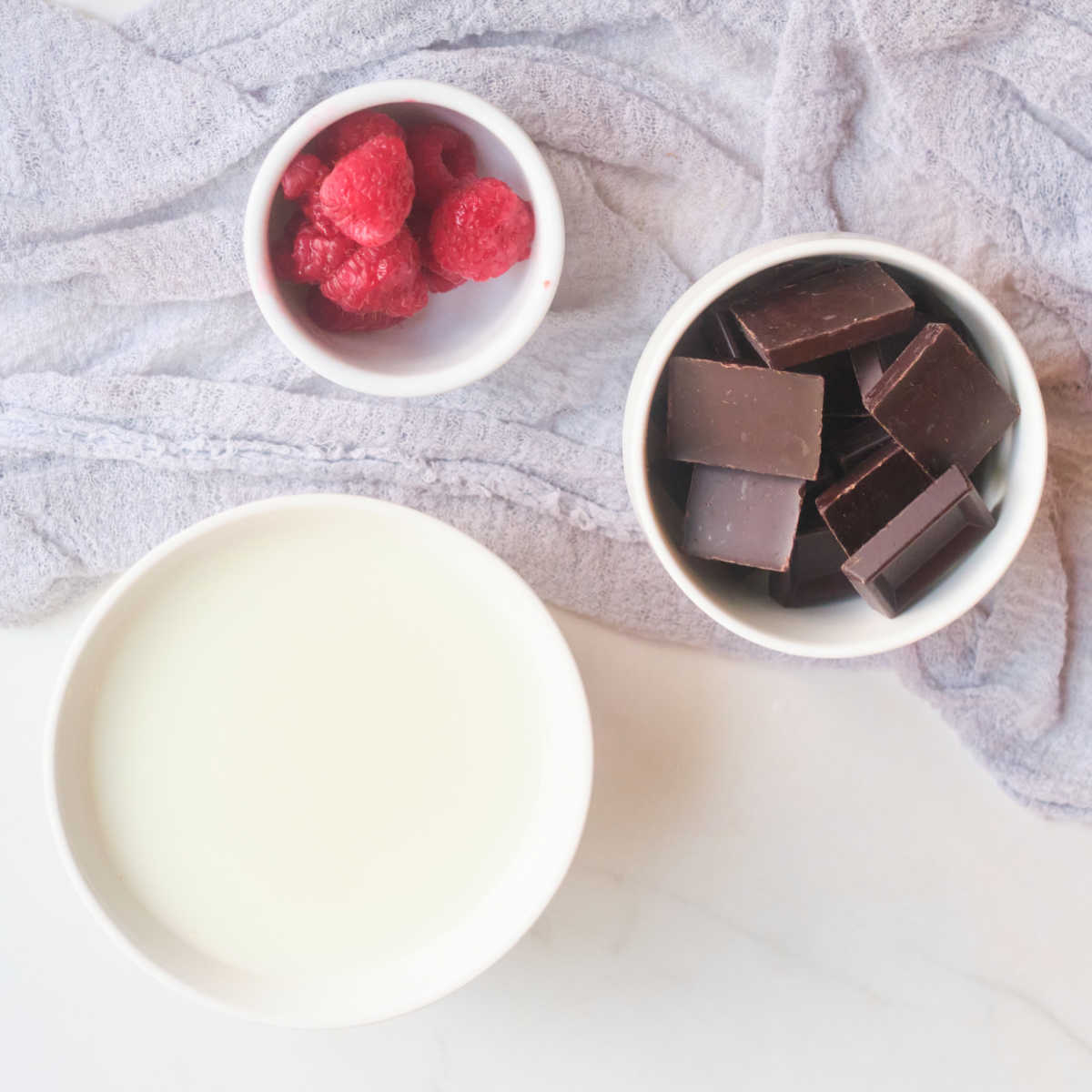 ingredients for raspberry fruit hot chocolate