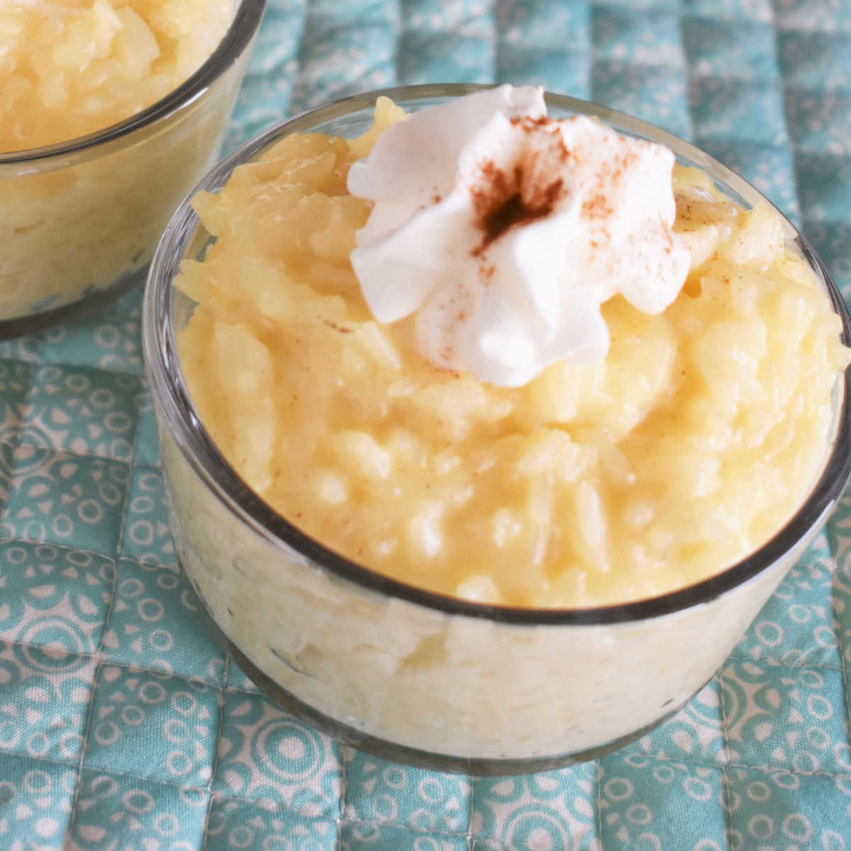 rice pudding in bowl