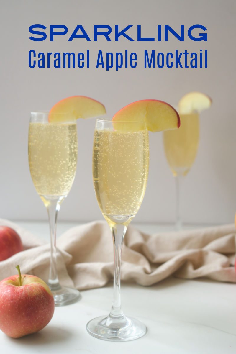 Sparkling drinks are fun! Learn how to make an easy non-alcoholic sparkling caramel apple mocktail that's perfect for kids and adults. Caramel sauce, apple juice and bubbles are the stars of this party drink.