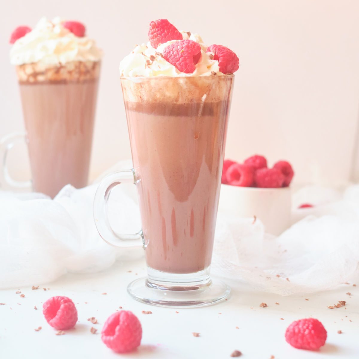 two raspberry hot chocolates