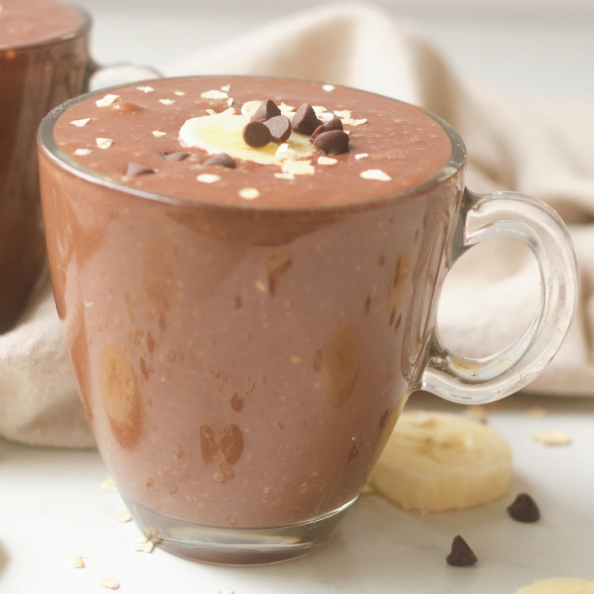 warm nutella smoothie in glass mug