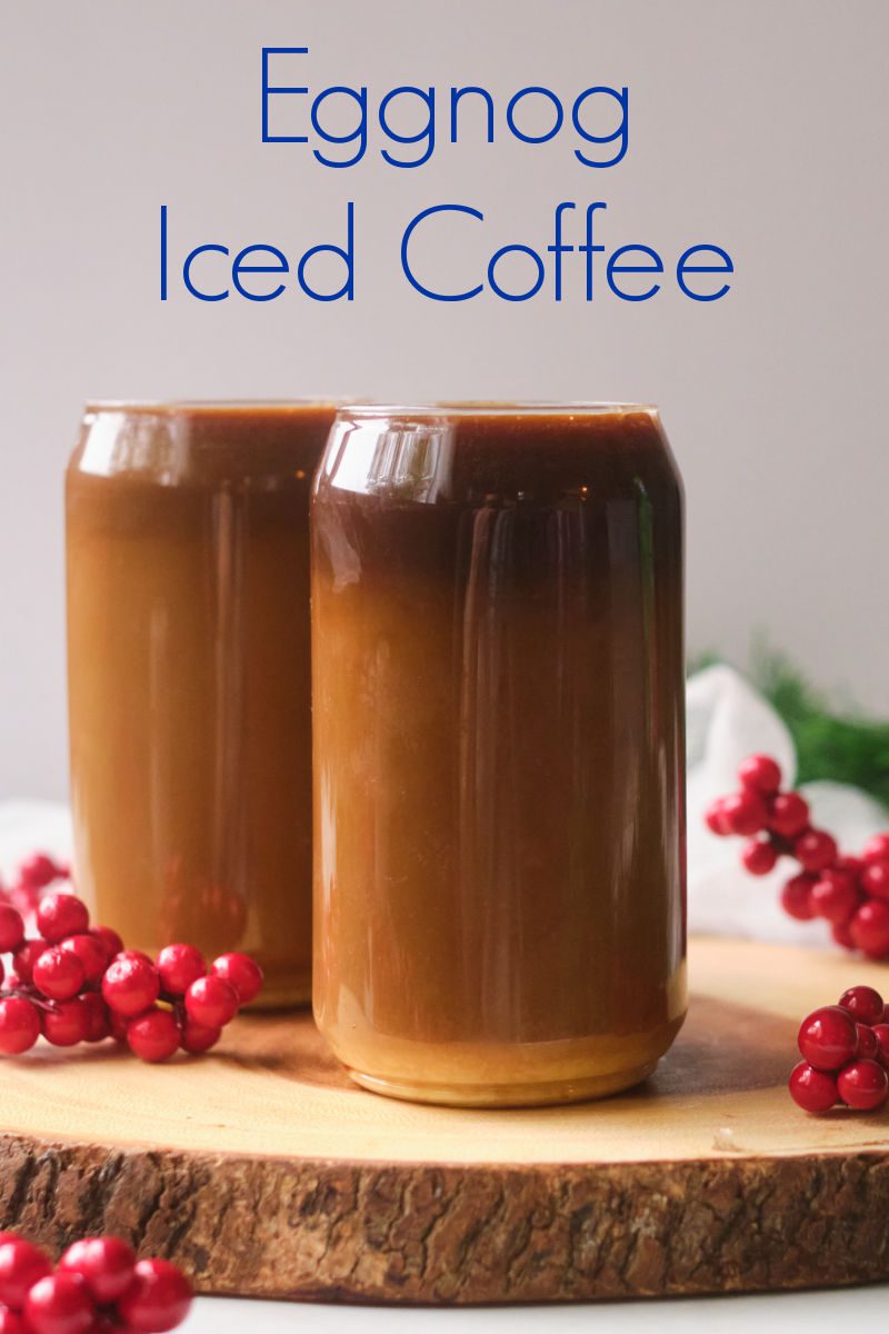 Enjoy a glass of eggnog iced coffee that is made with mini eggnog ice cubes, when you want a beverage that is a decadent holiday treat. 