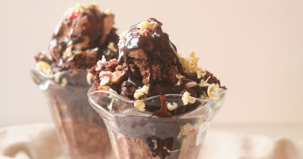 chocolate elevated cake mix fudge sundae