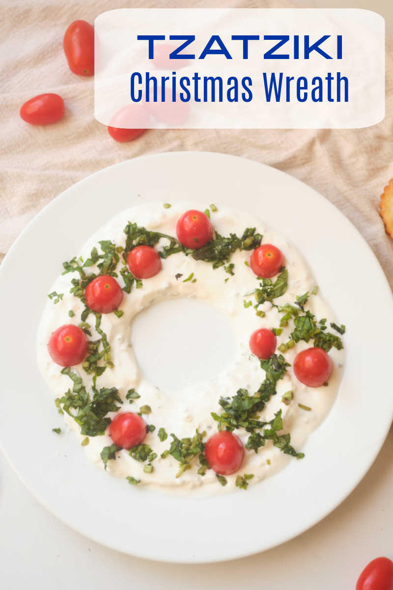 Holiday party food prep can be quick and easy, when you follow the simple instructions for my tzatziki Christmas wreath dip recipe. 