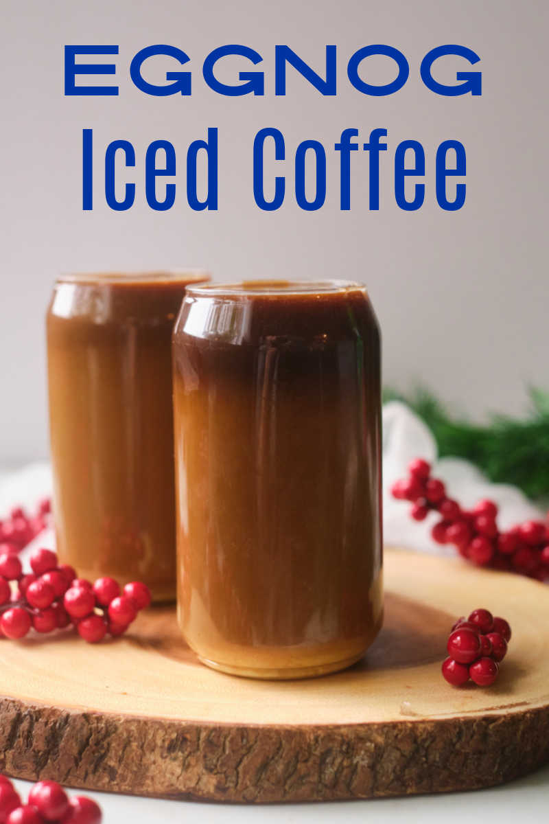 Enjoy a glass of eggnog iced coffee that is made with mini eggnog ice cubes, when you want a beverage that is a decadent holiday treat. 