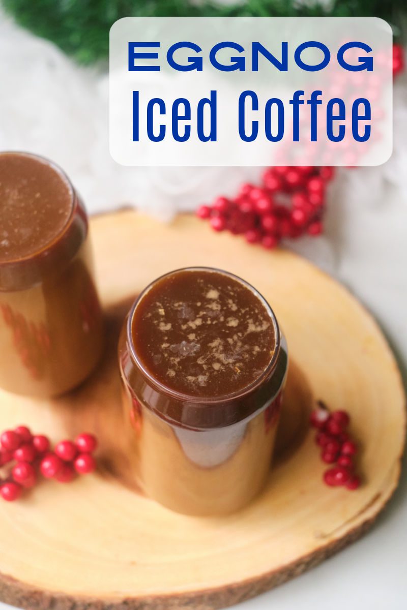 Enjoy a glass of eggnog iced coffee that is made with mini eggnog ice cubes, when you want a beverage that is a decadent holiday treat. 