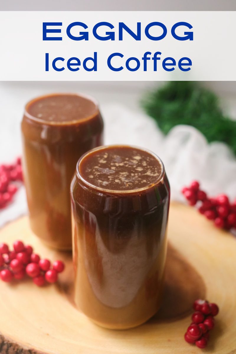 Enjoy a glass of eggnog iced coffee that is made with mini eggnog ice cubes, when you want a beverage that is a decadent holiday treat. 