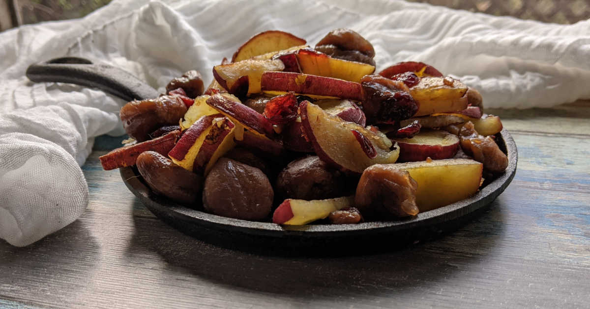 holiday skillet yams with cranberries