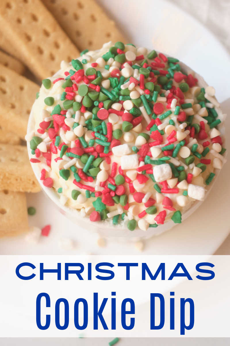 Festive Christmas cookie dip is a wonderful dessert treat, when it is topped with red and green sprinkles for the holidays. 