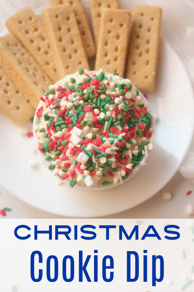 Festive Christmas cookie dip is a wonderful dessert treat, when it is topped with red and green sprinkles for the holidays. 