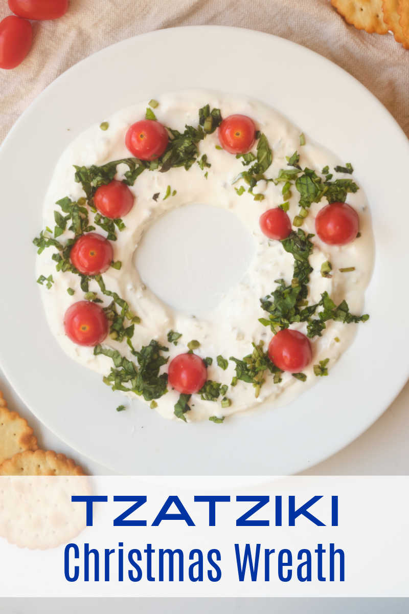 Holiday party food prep can be quick and easy, when you follow the simple instructions for my tzatziki Christmas wreath dip recipe. 