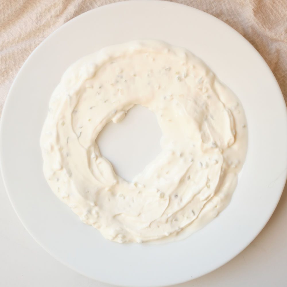 wreath shaped tzatziki dip