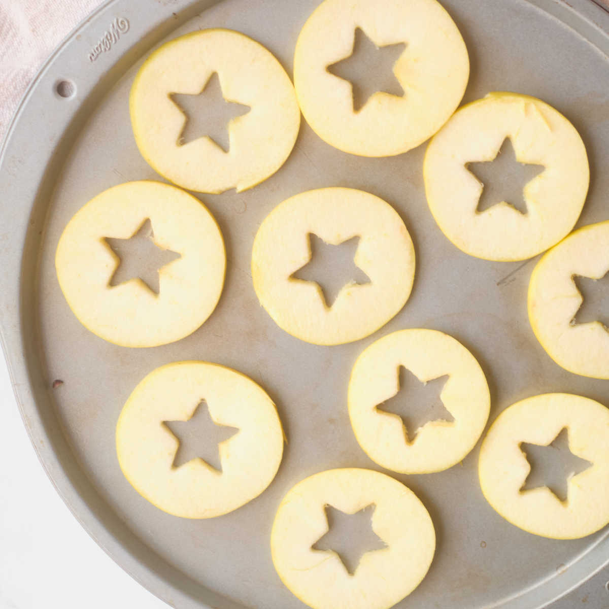 apple stars on baking sheet