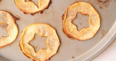 baked apple slices on pan