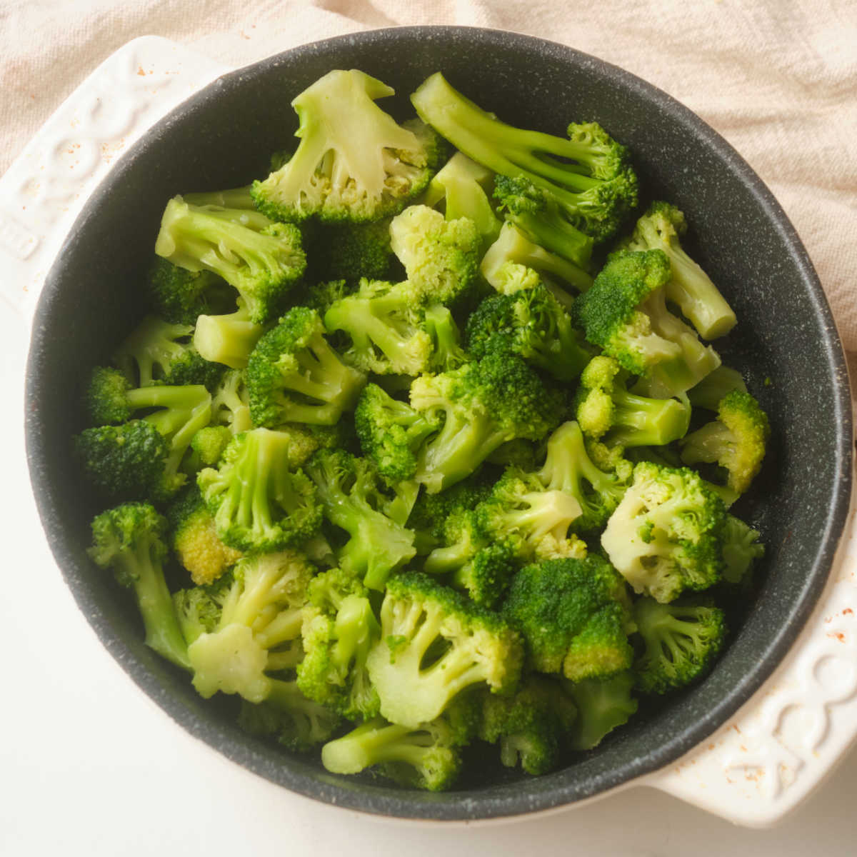 chopped broccoli in baking dish