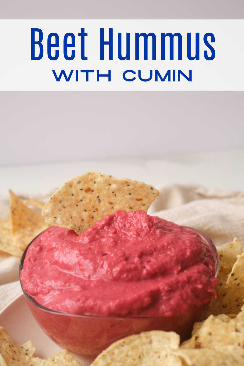 Make this easy beet hummus with cumin in your blender, so you can enjoy a pretty red dip that is packed with nutrition.