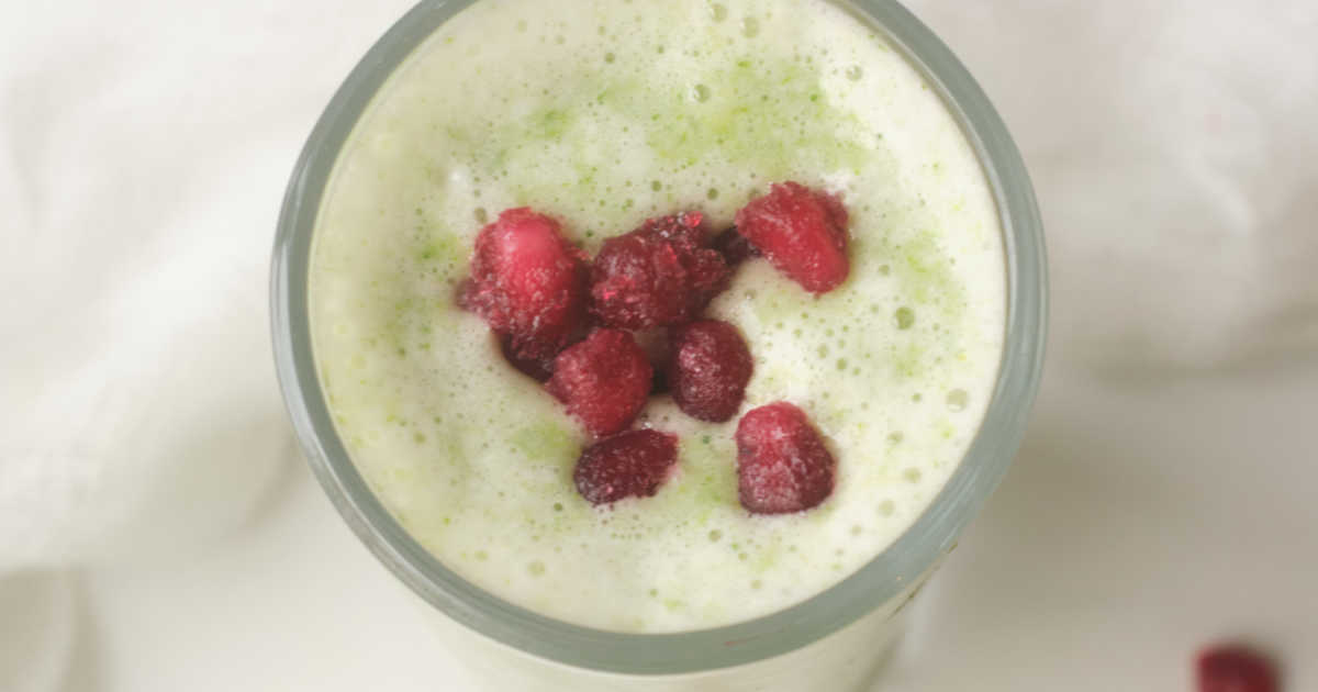 green smoothie with broccoli and pomegranate