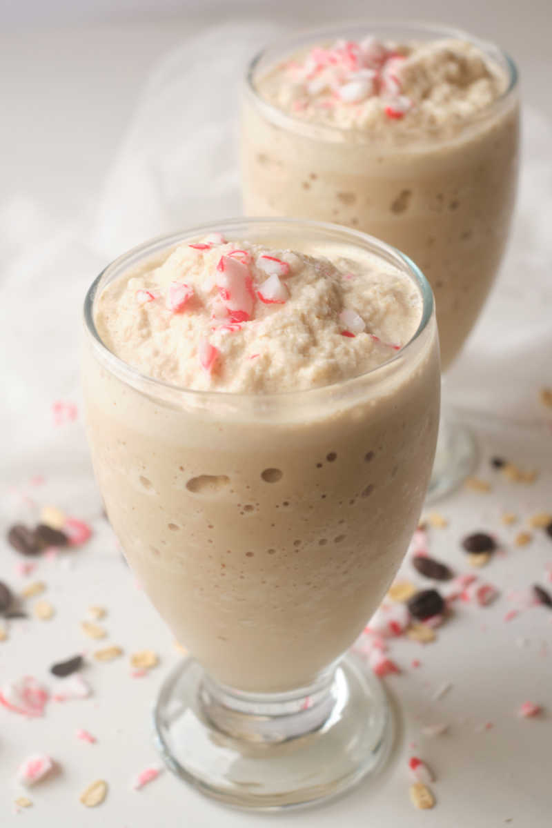 Sip a mocha peppermint smoothie, when you want to have your morning coffee and breakfast together in one tasty drink.