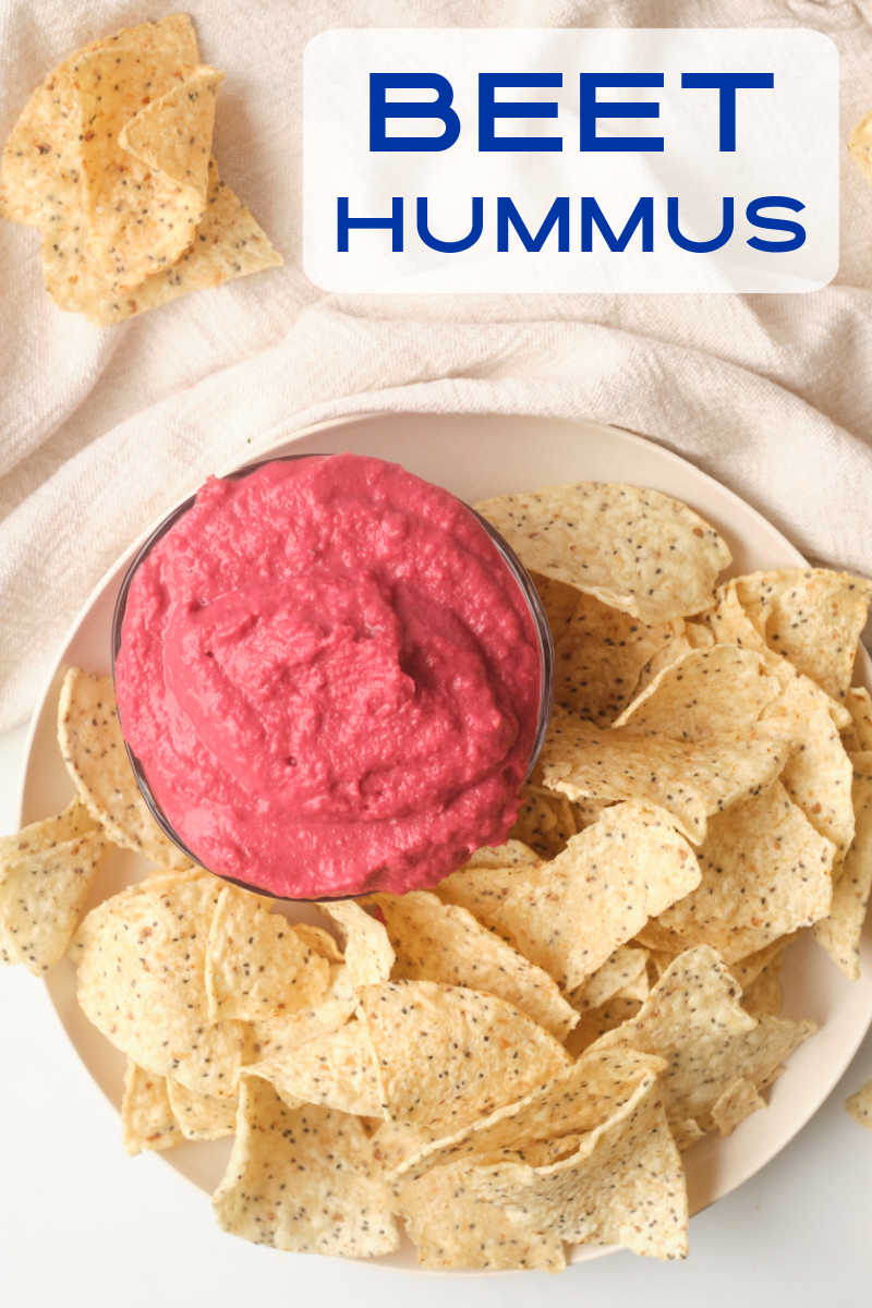 Make this easy beet hummus with cumin in your blender, so you can enjoy a pretty red dip that is packed with nutrition.