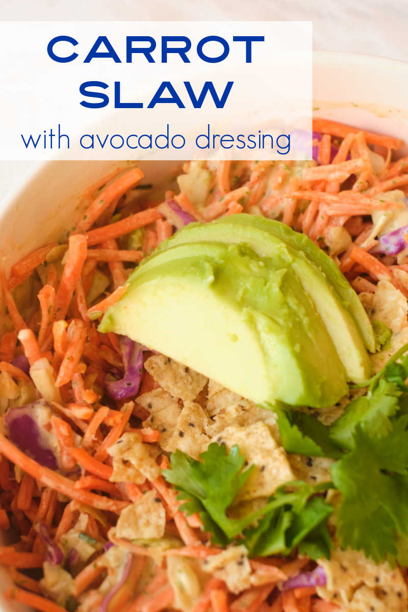 This easy carrot slaw with avocado dressing is absolutely delicious, so you will enjoy making this classic coleslaw with a California twist.