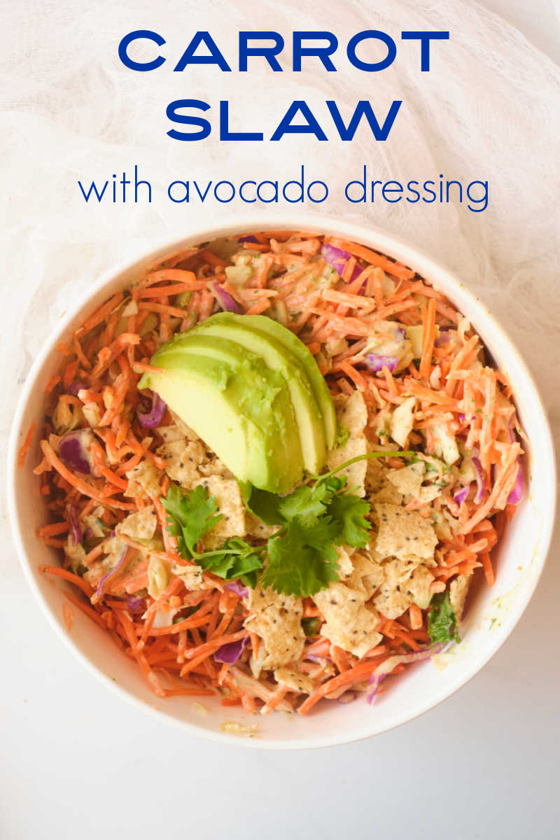 This easy carrot slaw with avocado dressing is absolutely delicious, so you will enjoy making this classic coleslaw with a California twist.