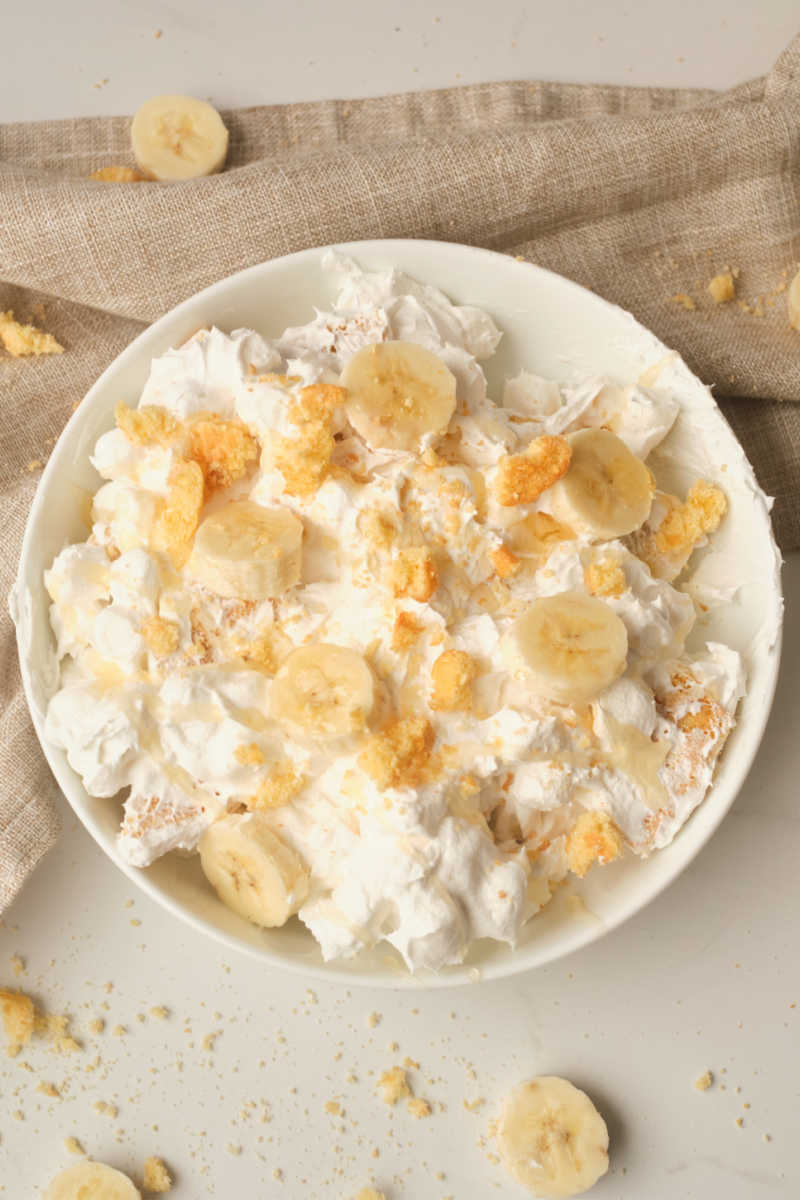 Your family will enjoy eating a trendy dessert salad, when you follow my easy retro banana cream pie salad recipe. 