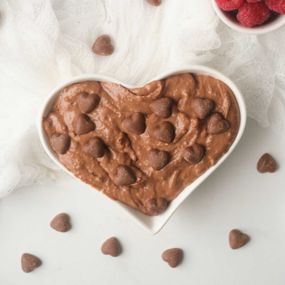 chocolate dip in heart dish