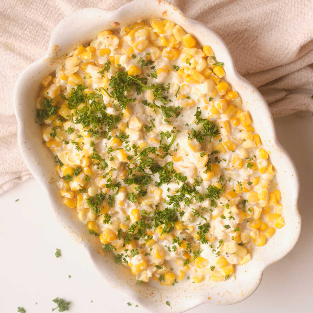 corn casserole with parsley