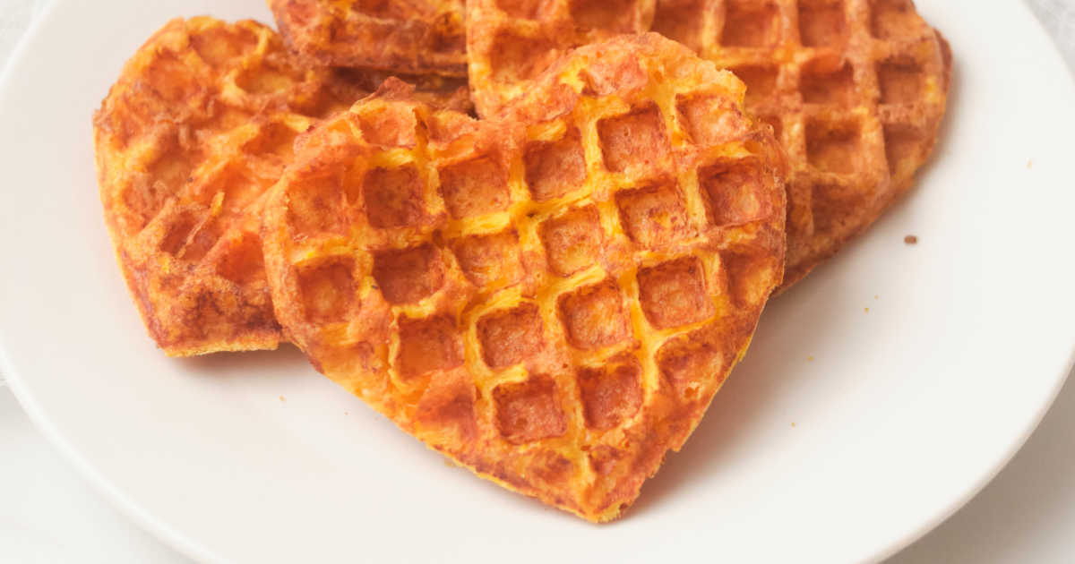 egg and cheese waffle heart