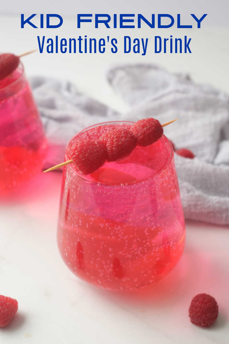 Make this festive red Valentine drink, so the whole family can enjoy the fun of raspberry floating heart ice cubes. 